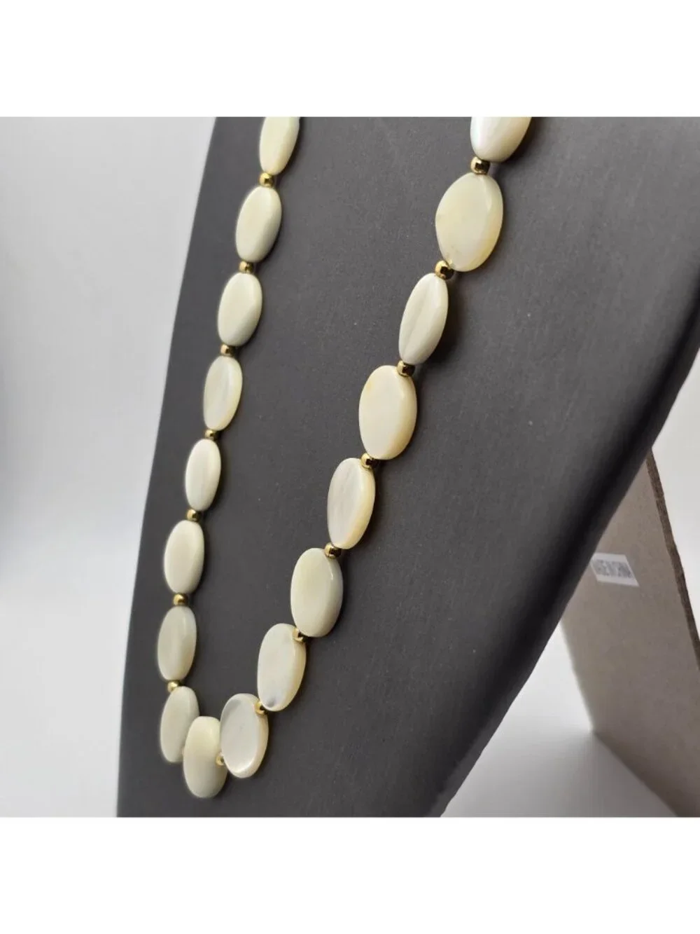 Vintage Mother Of Pearl Coin Necklace Gold Plated Nautical Chic Shell Jewelry